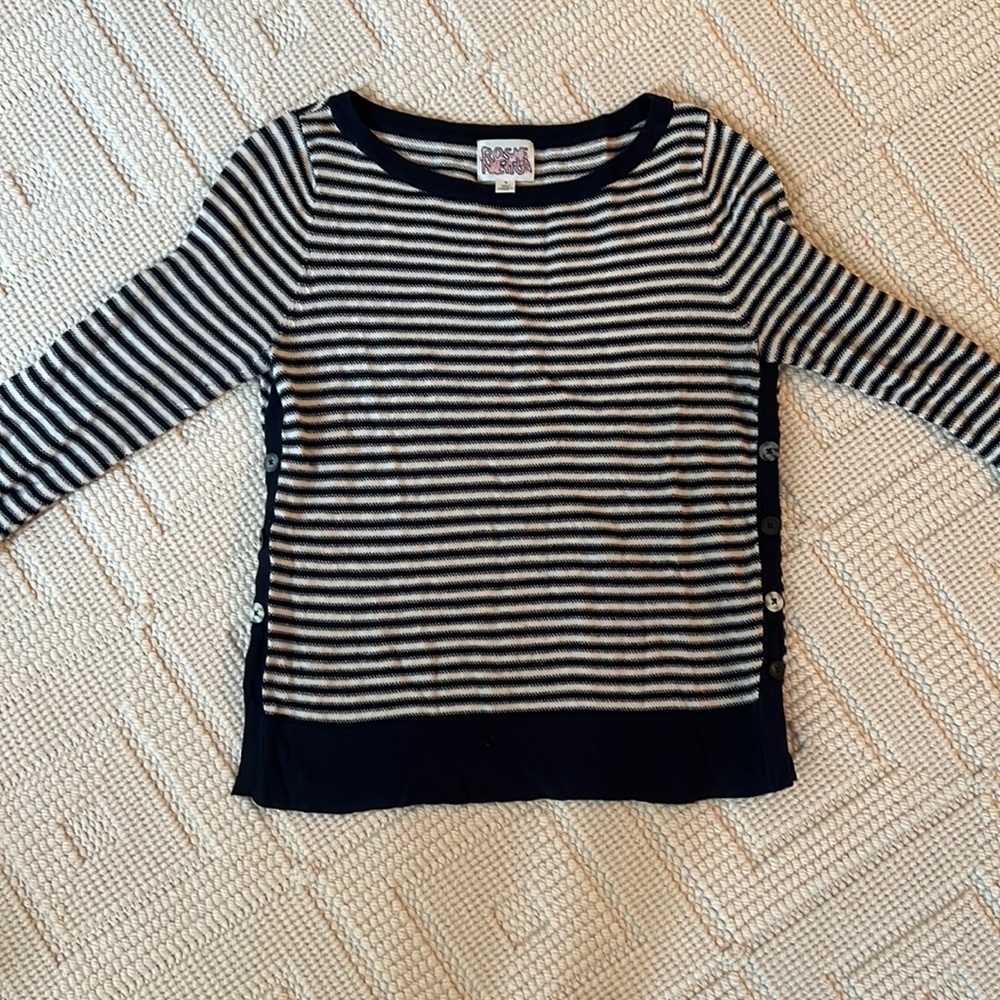 Anthropologie Navy blue and white sweater